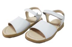 Sandalia Cuero Lisa Con Velcro 