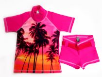 Conjunto Remera Manga Corta y Short de Lycra Playero Estampado