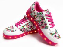 Zapatilla Con Luz Led Estampado Flores