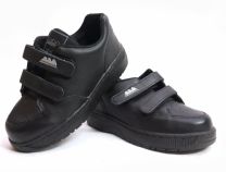 Zapatilla Colegial Cosidas de Cuero  Con Velcro