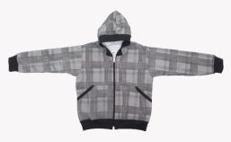 Campera Con Capucha de Algodon Frizado Estampada Cuadros