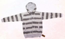 Campera de Algodon Frizado Con Capucha Estampado Rayado