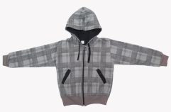 Campera Frizada de Algodon Con Capucha Estampado Rayas 