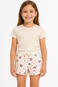 Short Rustico Estampado Con Cintura 