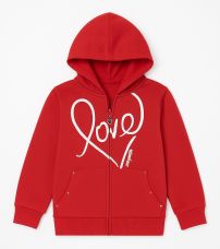 Campera de Algodon Frizado con Capucha Estampada Love