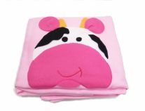 Frazada de Polar Bordada Con Cara de Vaca Cuna y Funcional 