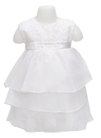 Vestido bautismo de gasa manga corta