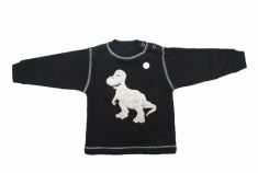 Buzo de Algodon Frizado Con Aplique de Dinosaurio