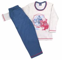 Pijama Invierno Remera Manga Larga Estampado Bicicleta