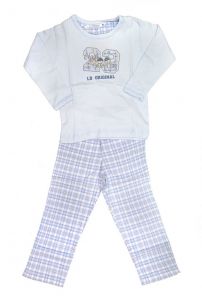 Pijama Invierno Remera Manga Larga Estampado 23  y Pantalon de Viyela a Cuadros