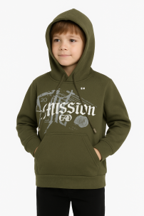 Buzo de Algodon Frizado Con Capucha Estampado 