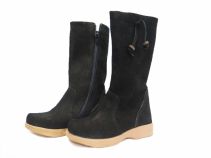 Bota Alta Gamuza Con Flecos