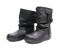 Bota Arrugada Cuero Con Flecos