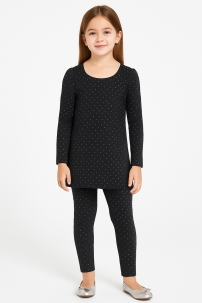 Conjunto Remera Manga Larga Elastizada con Tachas y calza