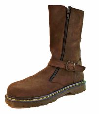 Bota de Cuero Con Cierre y Hebilla