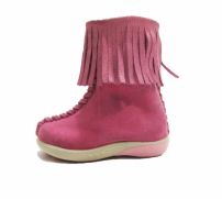 Bota de Gamuza Con Flecos y Costura