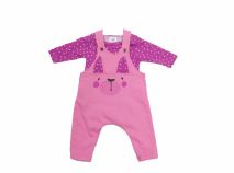 Conjunto "Rabbit" Jardinero De Frisa Con  Body A Lunares 