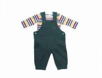 Conjunto Jardinero Frisa Con Remera De Algodón Rayada 