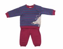 Conjunto Algodón Rustico Buzo y Pantalón Rayado Con Dinosaurio