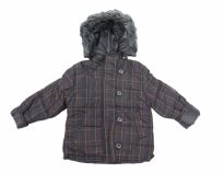 Campera de Microfibra y Wata con Capucha Estampado Escoces Capucha Desmontable Peluda