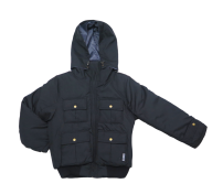 Campera de Gabardina Forrado en Polar con Cintura y Capucha Oculta