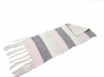 Bufanda Tejida con Flecos y Franjas Combinafas