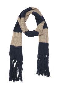 Bufanda Tejida Gruesa con Flecos y Franjas