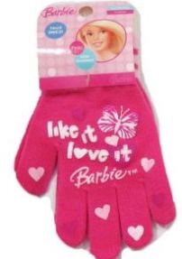 Guante Personaje Tejido Estampado de Barbie con Mariposas
