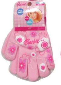Guante Personaje Tejido Estampado de Barbie con Flores Redondas