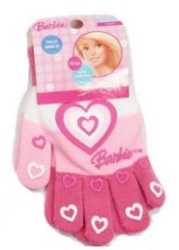 Guante Personaje Tejido Estampado de Barbie con Corazones