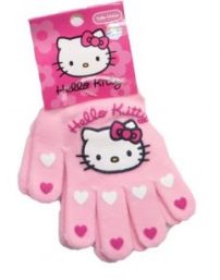 Guante Personaje Tejido Estampado de Hello Kitty con Corazones 