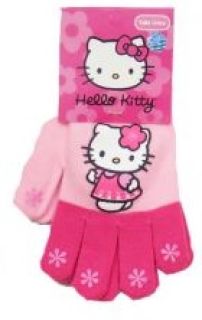 Guante Personaje Tejido Estampado de Hello Kitty con Florcitas