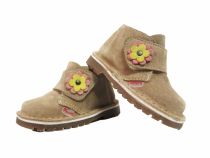 Bota Botita de Gamuza y Goma Febo Con Velcro y Aplique Flor