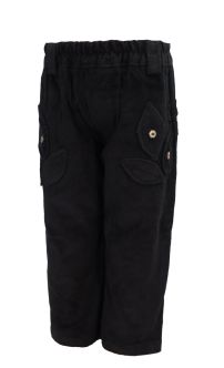 Pantalon de Corderoy con Cintura Elaztizada Aplique de Flores