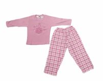 Pijama de Invierno Remera Manga Larga Estampada Corona y Pantalon Escoces