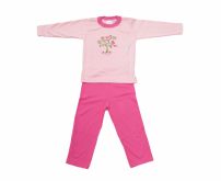 Pijama Invierno Remera Manga Larga Estampada de Pajaros y Pantalon Liso