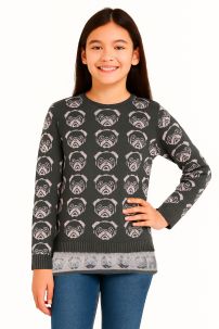 Sweater Estampado Perro con Broderie en Cintura