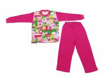 Pijama Invierno Remera Manga Larga Estampado Barney y Pantalon Liso 