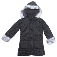 Tapado de Microfibra Forrado en Polar con Capucha Desmontable y Piel