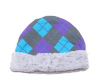 Gorro de Algodon Estampado de Rombos con Piel