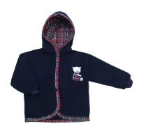 Campera de Polar con Capucha Oso Bordado y Bordes Escoces