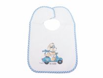 Babero Estampado con Bies de Color y Plastico Atras con Velcro