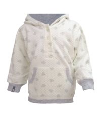 Buzo Frizado con Capucha Estampado Lunares y Hojas