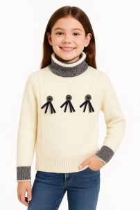 Pullover Sweater Media Polera y Botones con Flecos