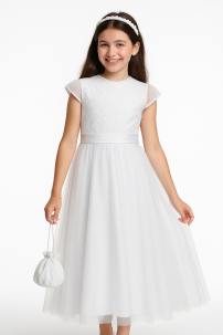 Vestido de Comunion con Tul Bordado