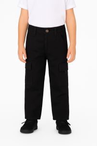 Pantalon Gabardina Cargo con Recorte Bolsillo y Cintura Regulable