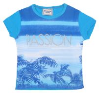 Remera Manga Corta Algodon Estampado Palmeras con Brillo