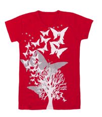 Remera Manga Corta Estampado Mariposas y Estrellas con Brillo