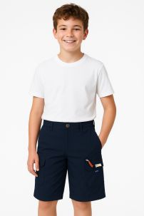 Bermuda de Gabardina con Bolsillos Tipo Cargo