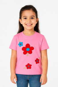 Remera Algodon Manga Corta Bordadas